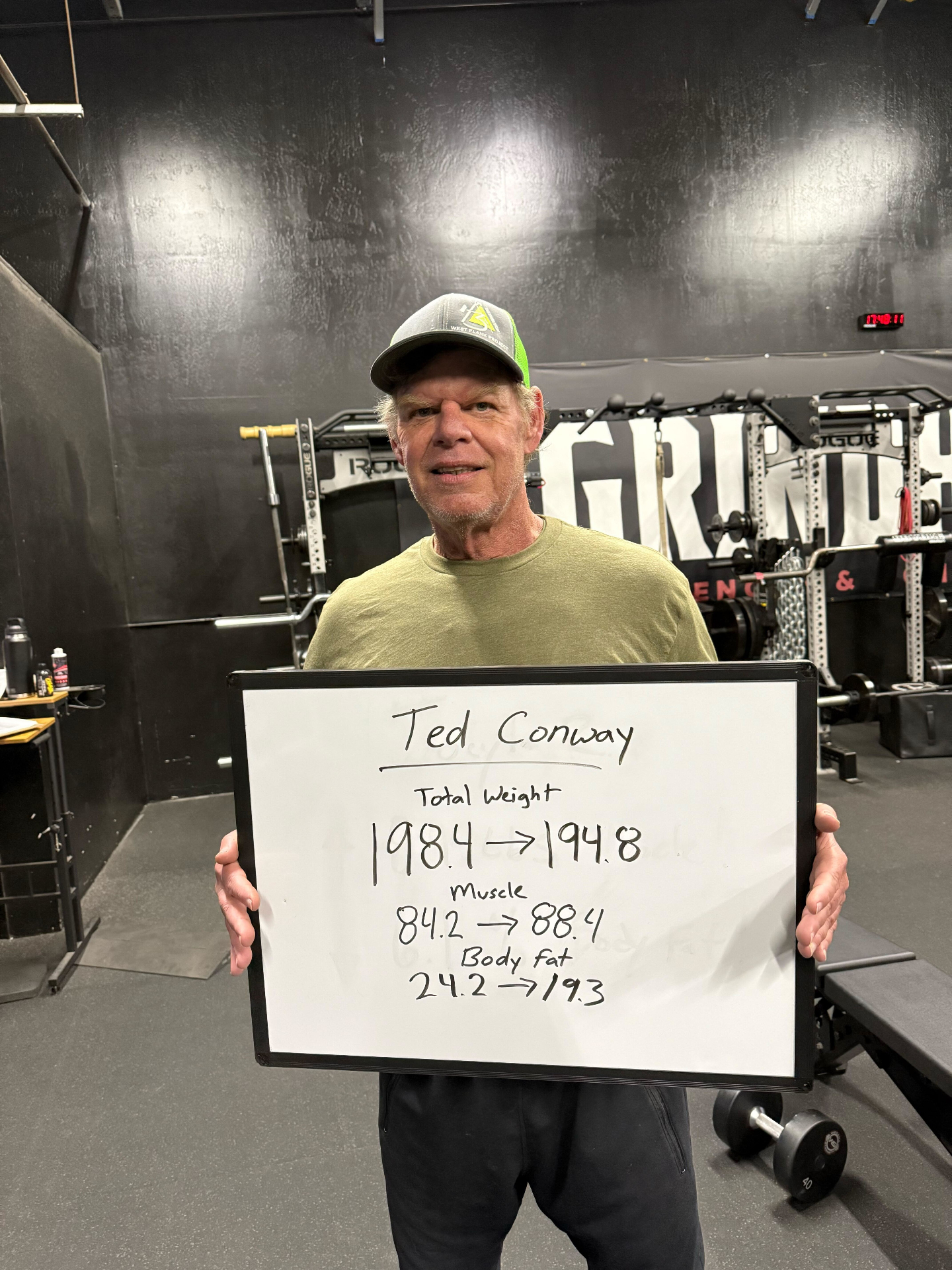 Ted C. — -3.6 lbs · +4.2 lbs muscle